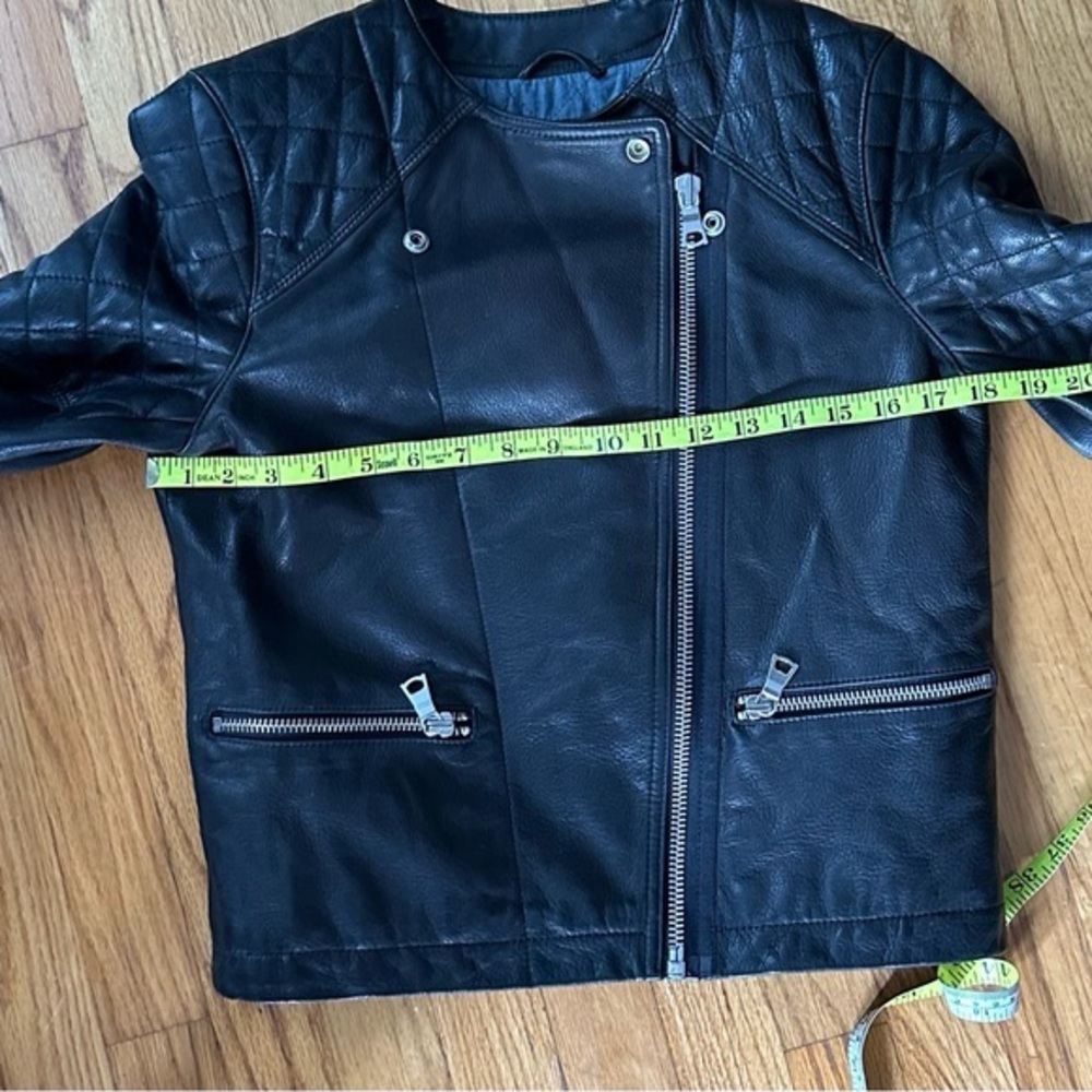 GAP genuine, leather Quilted biker bomber Jacket - Picture 4 of 15